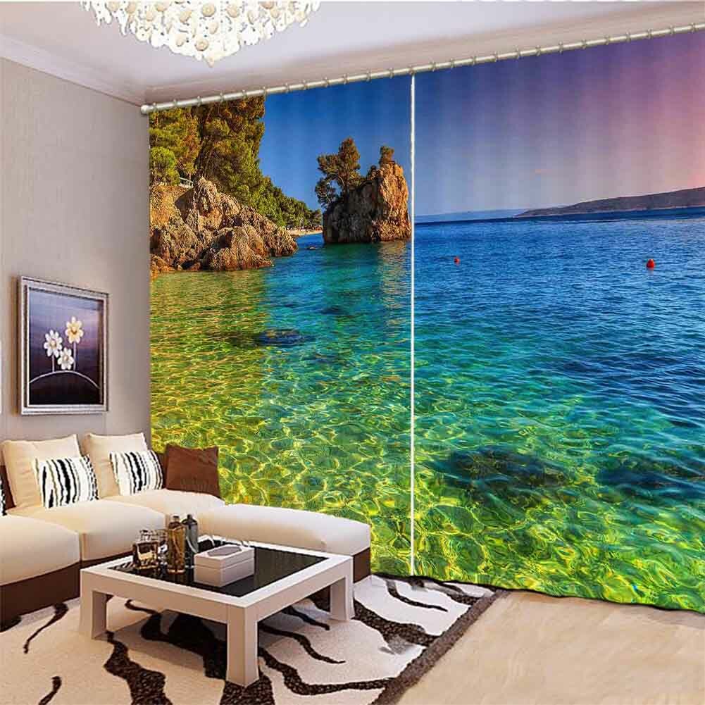 According Clear Pine 3D Curtain Blockout Photo Printing Curtains Drape Fabric
