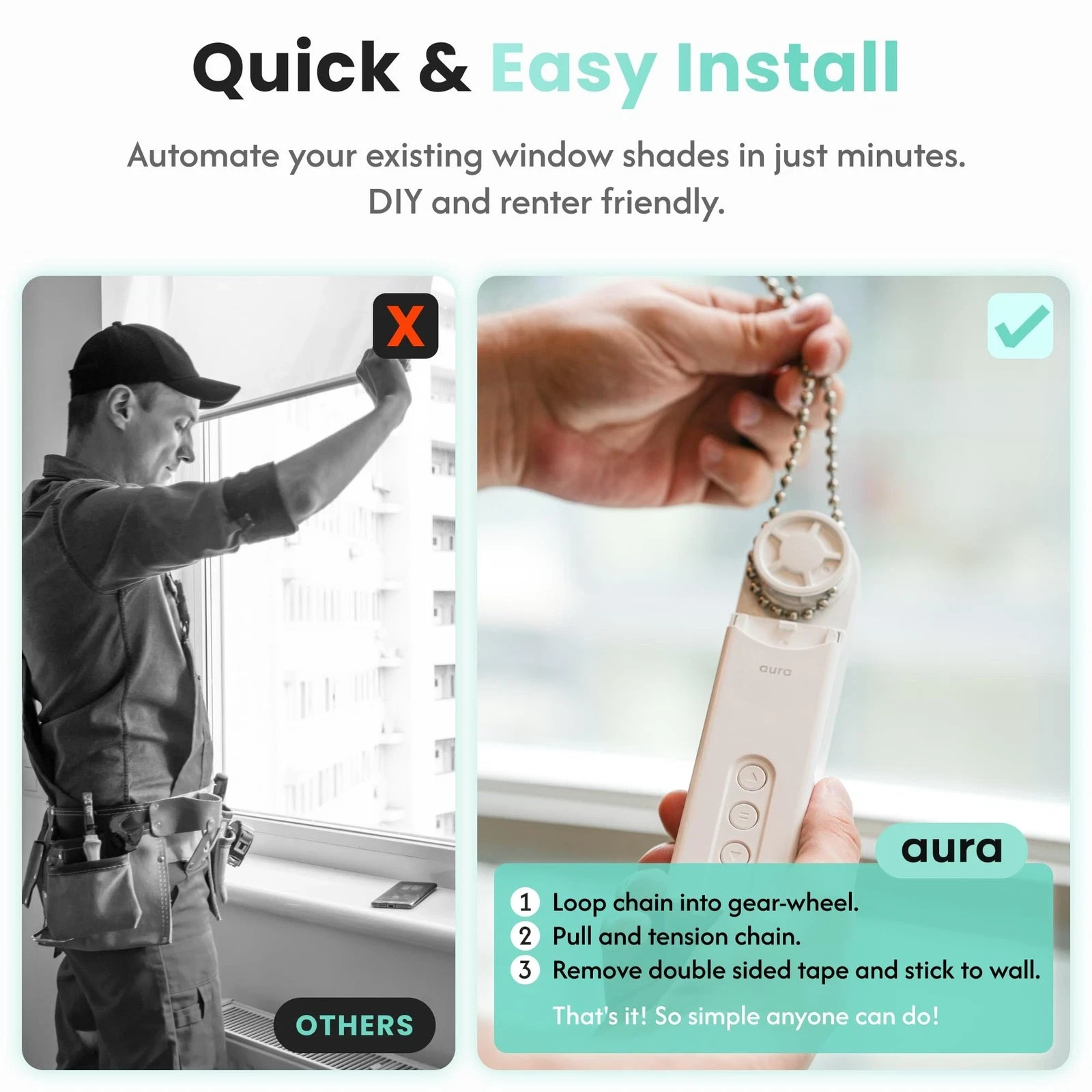 Aura Roller Smart Shade Driver Automate Existing Blinds | Works with Beaded NEW