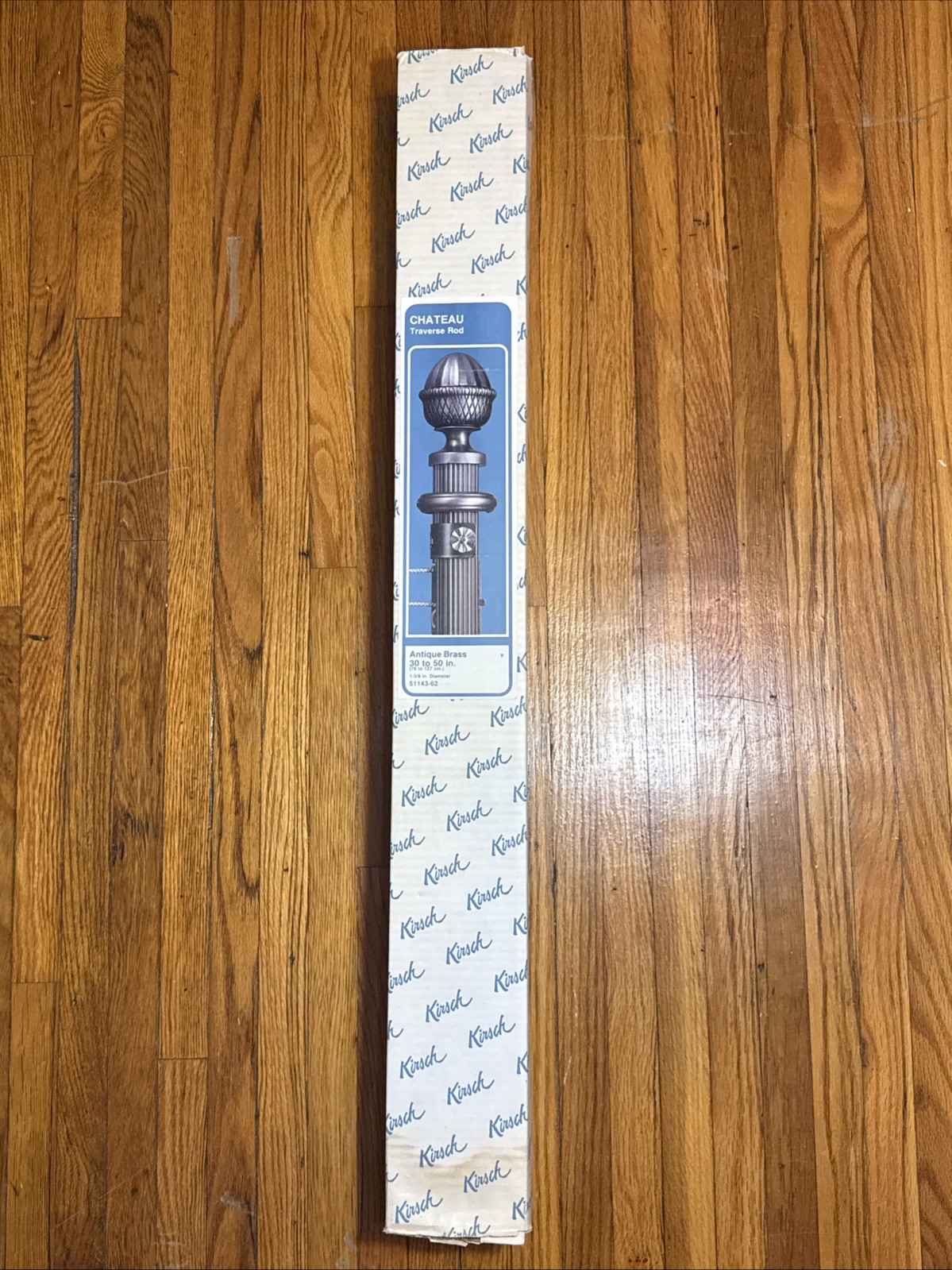 NOS Kirsch Chateau Antique Brass Traverse Rod 30-50″ Fluted Decorative 51143-62
