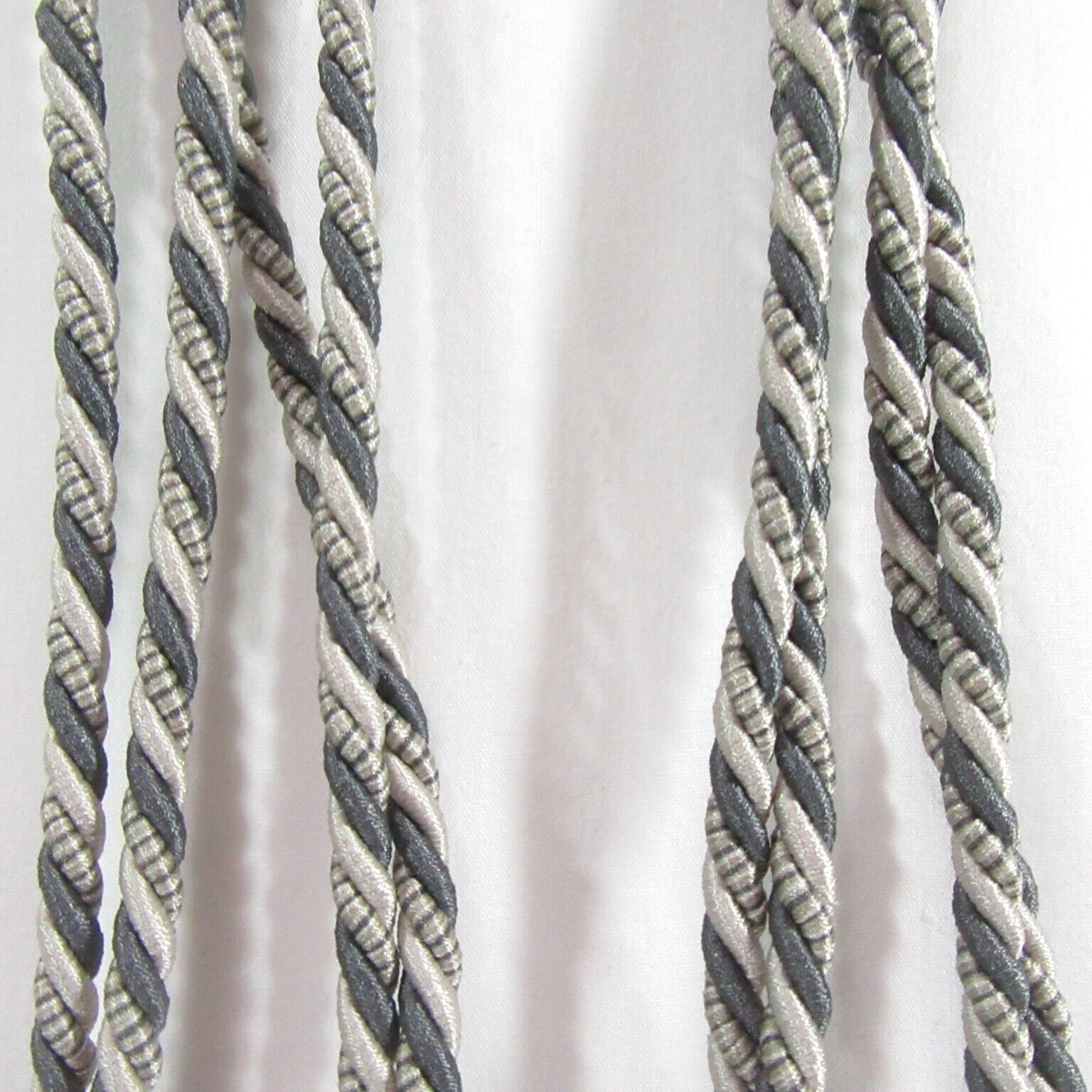 Rhinestone Embellished Silver Gray Large Tassel 4pc Tieback Set
