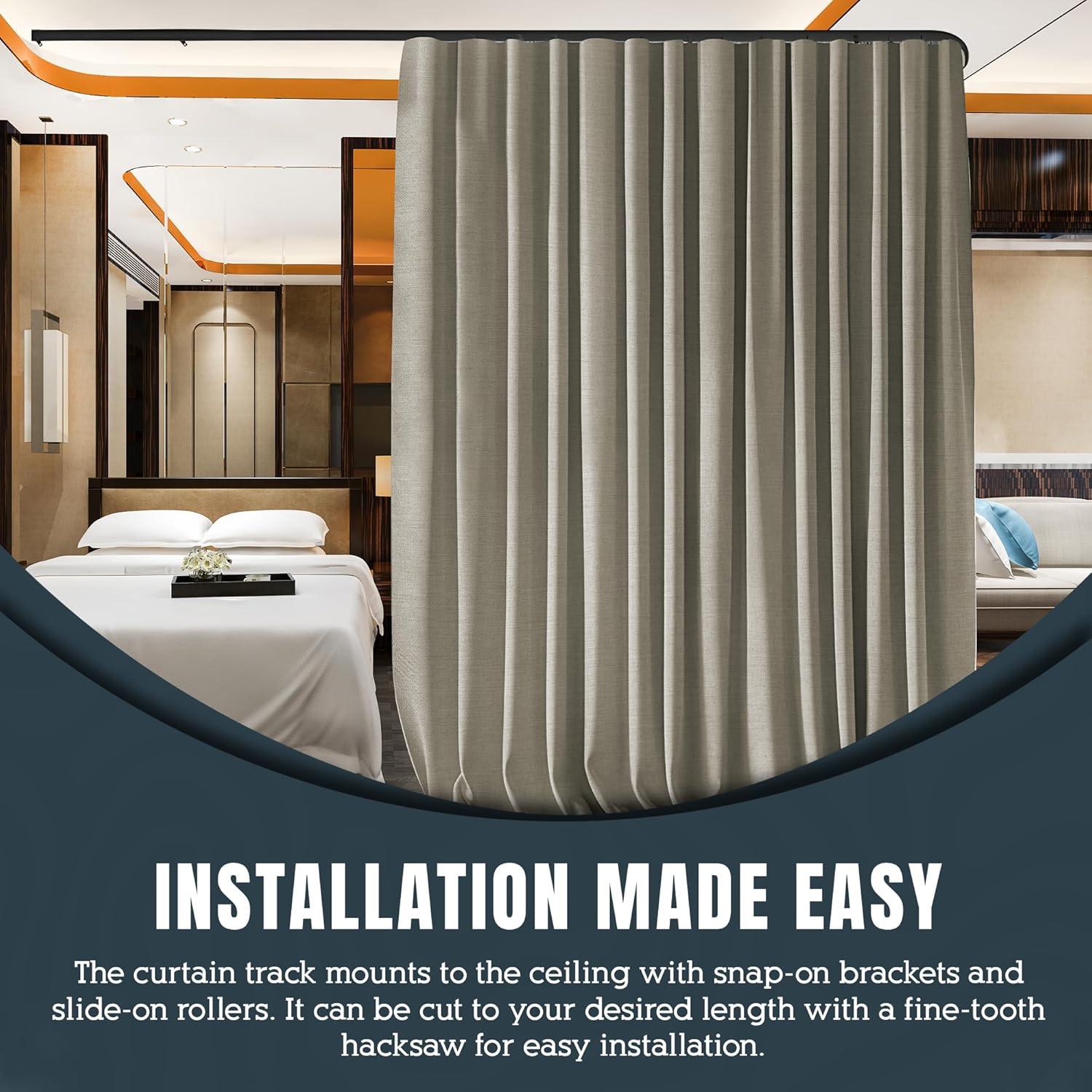 Flexible Bendable Ceiling Curtain Track, 16.4FT Black & White Bundle, Ceiling Mo