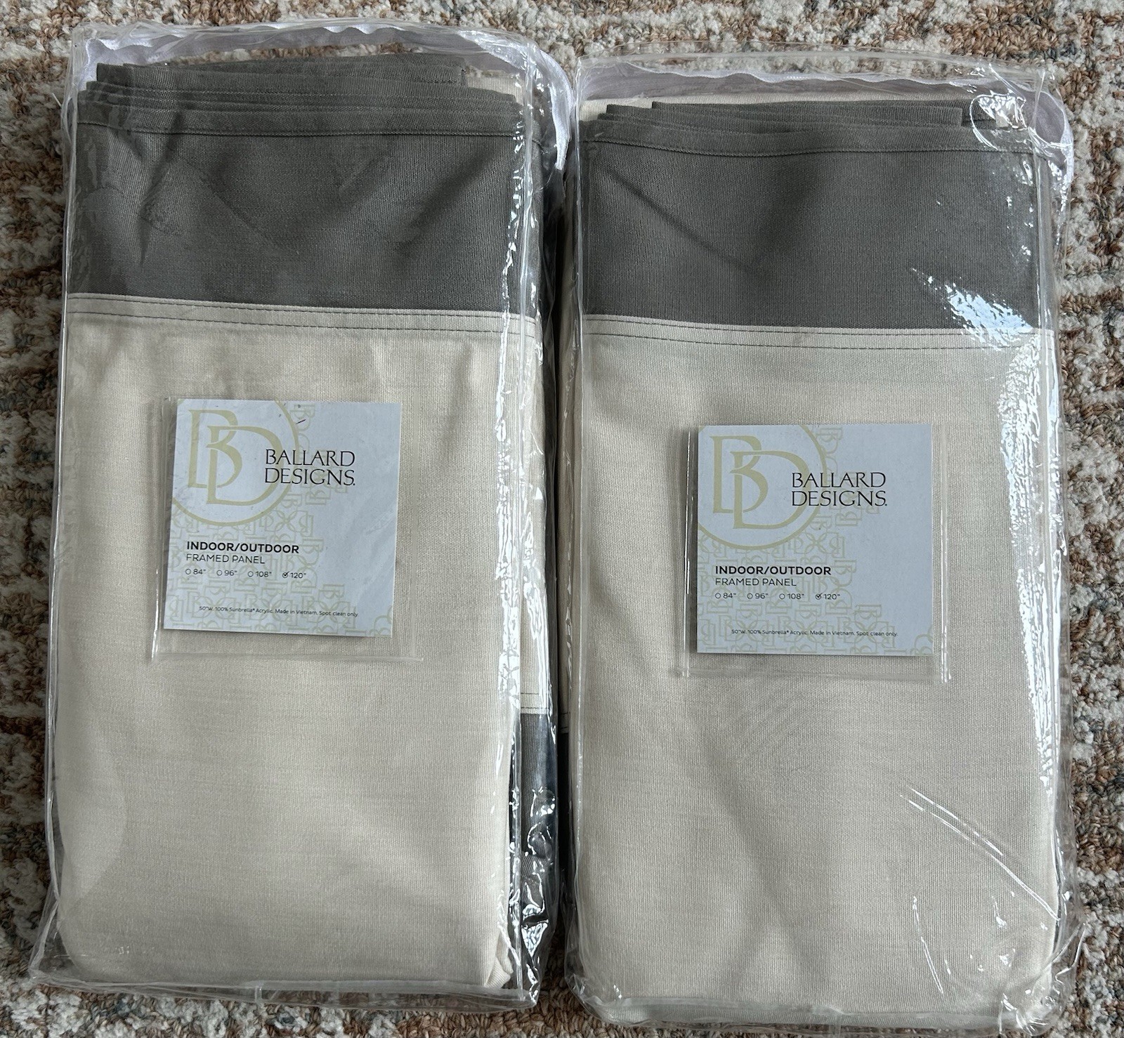 Ballard Designs Indoor/Outdoor Sunbrella Panel Curtains 50×120 Taupe Sand