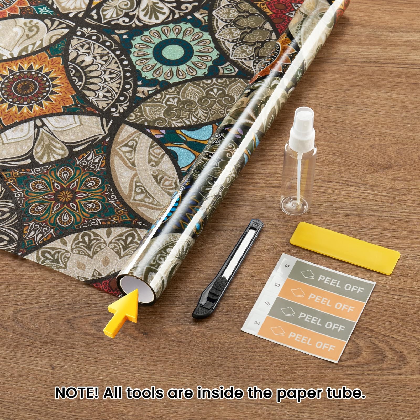 DKTIE Static Cling Decorative Window Film 17.7″ x 78.7″ (with tools), Yellow
