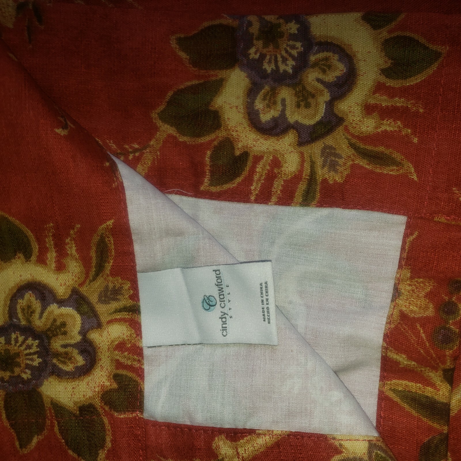 Cindy Crawford Matera Vine Tailored Valance JC Penney Floral Lined Paprika RED