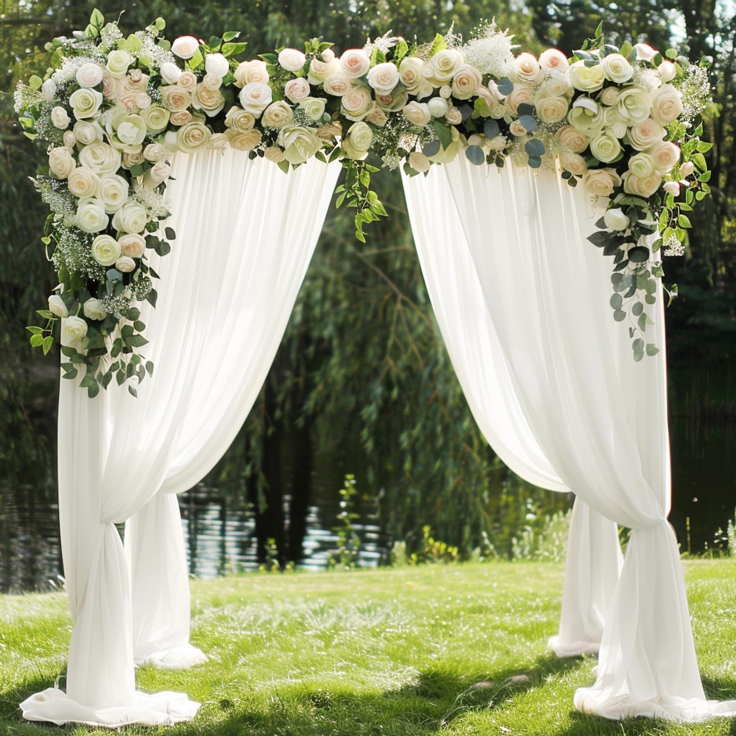 Wedding Arch Draping Fabric 28.7″ x 20FT Ivory Drapes Sheer Fabric Backdrop Arch