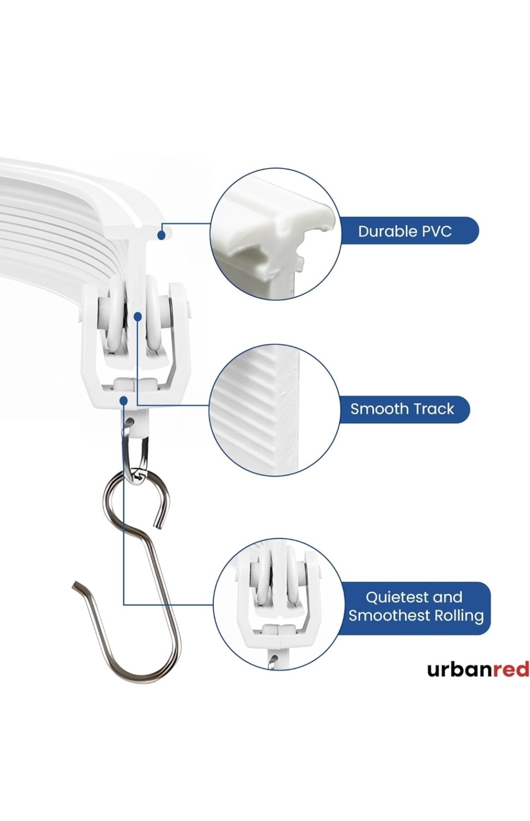 UrbanRed Flexible Bendable Ceiling Curtain Track, 16.4FT (5m), Ceiling Mount