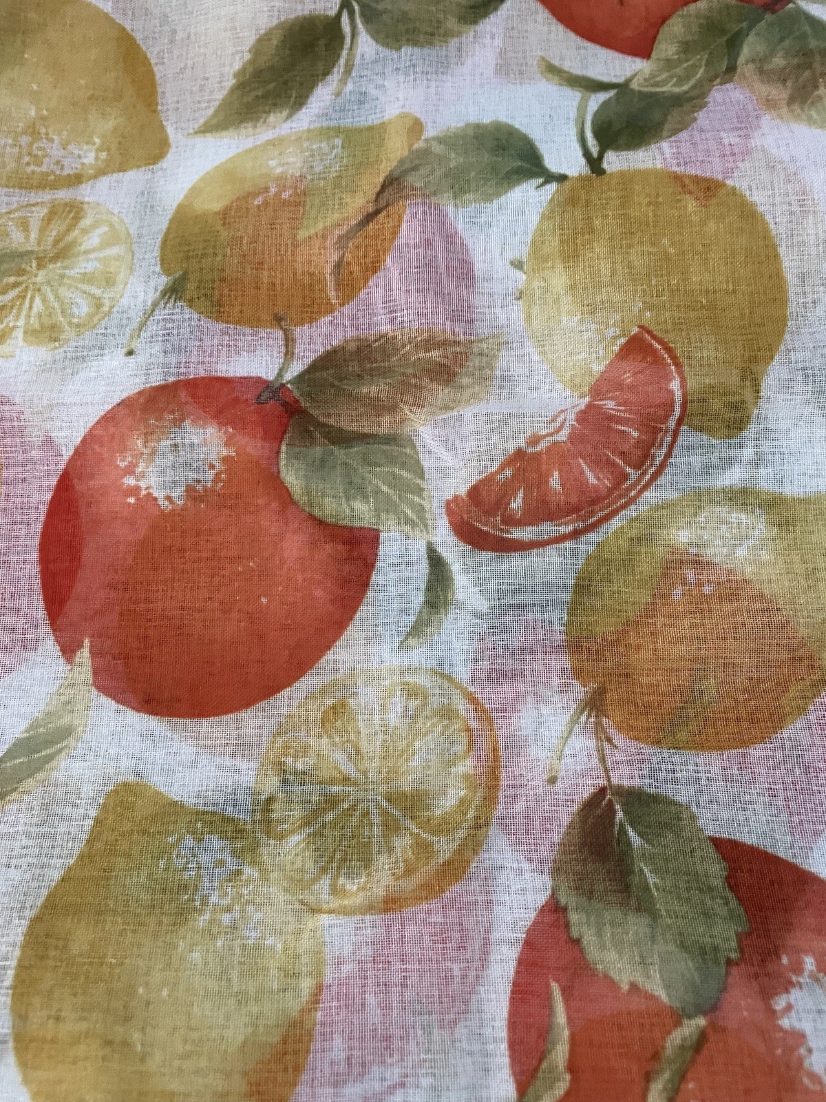 Curtains No918 Tier Pair Clementiene 54W x 36L and 26W x 36L Lemon and Oranges