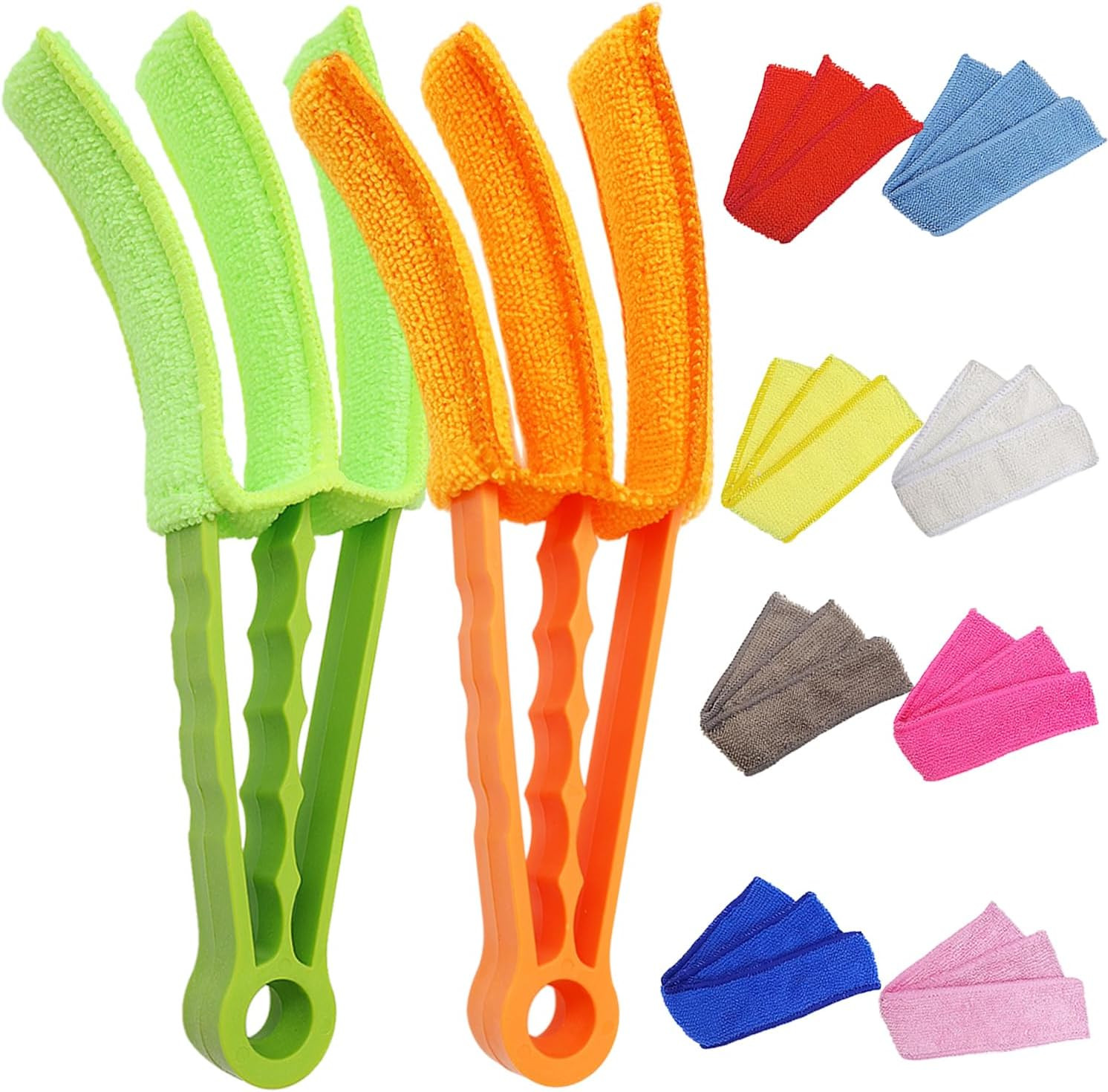 2 Pack 3 Arms Blinds Duster with 10 Colors Microfiber Sleeves Window Cleaner