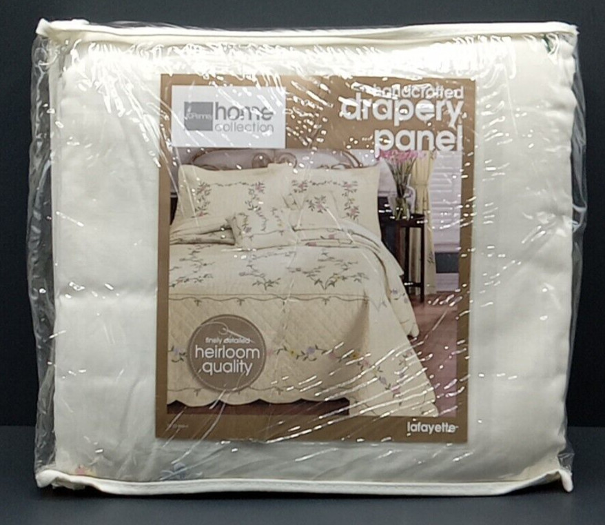 JCPenney Lafayette Embroidered Flowers Single Handcrafted Drapery Panel 42″x84″