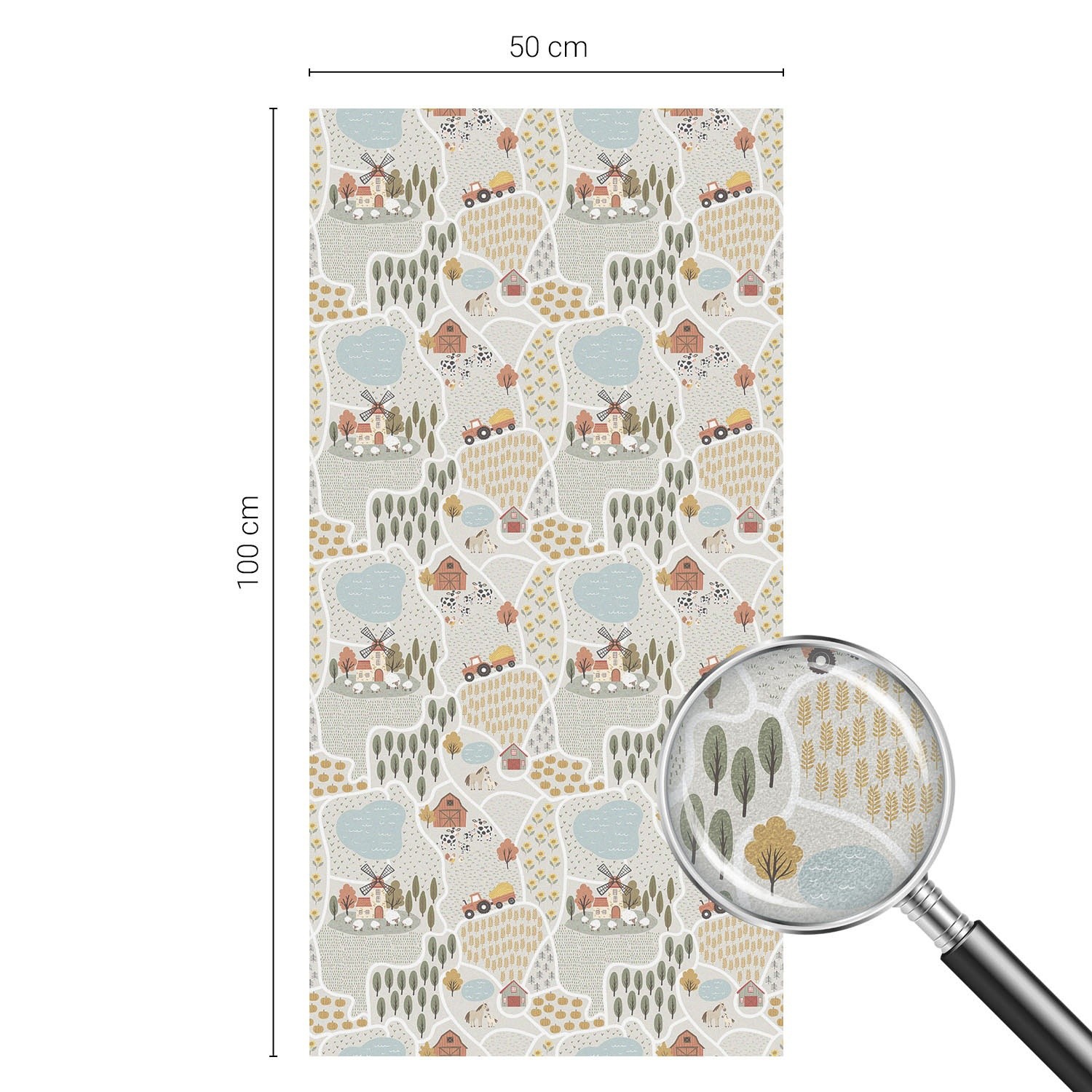 Opaque Privacy Film For Bathroom Window An Idyllic Village Art Beige