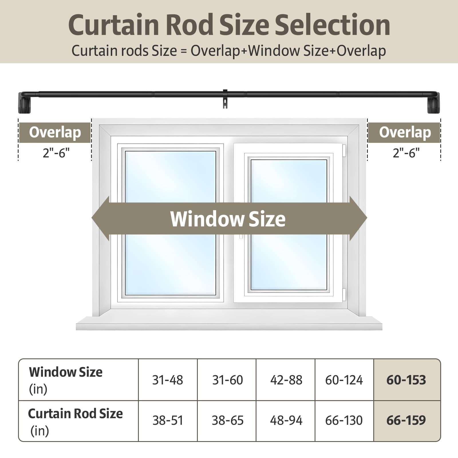 Matte Black 1 Inch Wrap Around Quick Release Blackout Curtain Rod 66 To 153 Inch