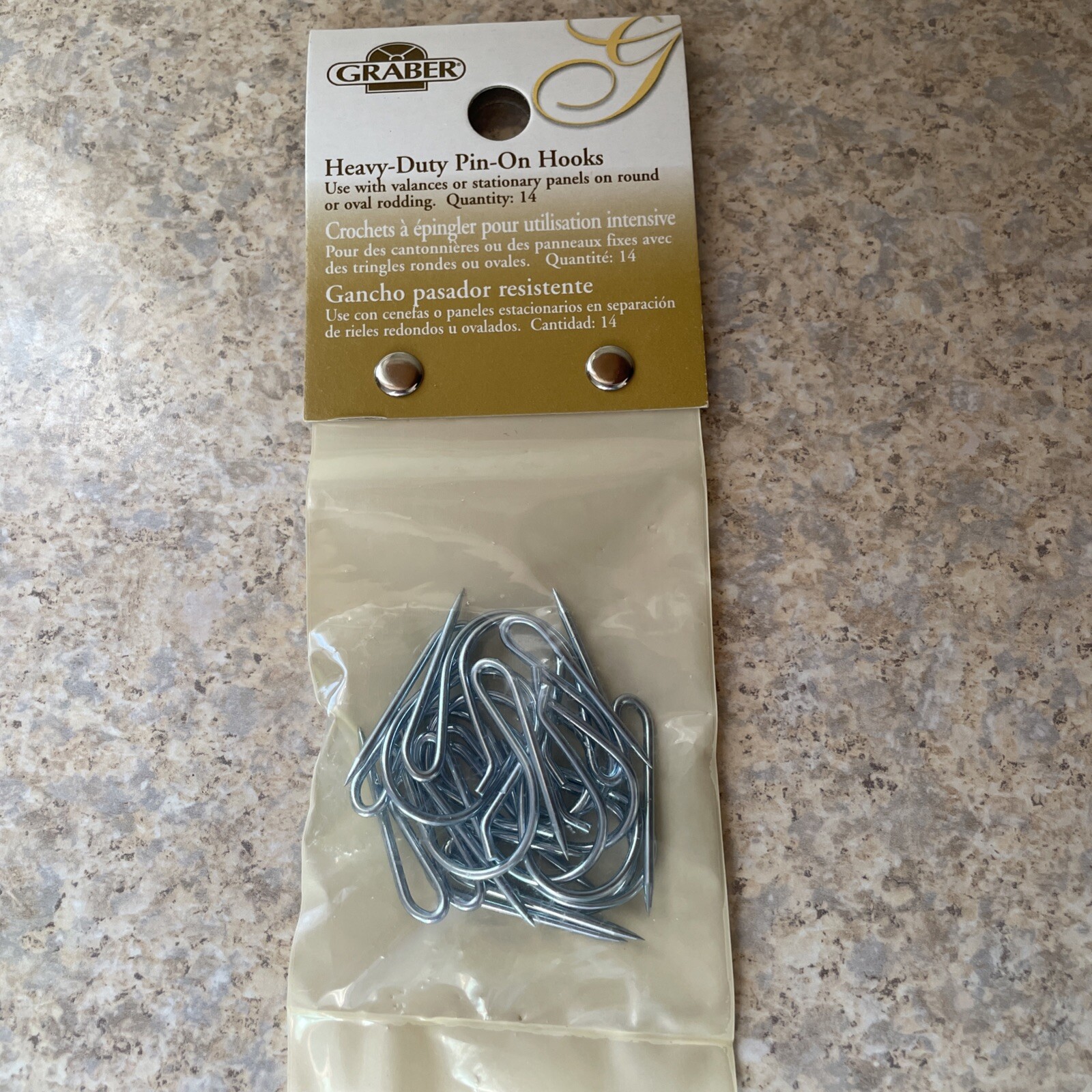 14 Pc NIP Pin OnDrapery Curtain Hooks Graber Steel Pinch Pleated 1 1/2” #7-300-0
