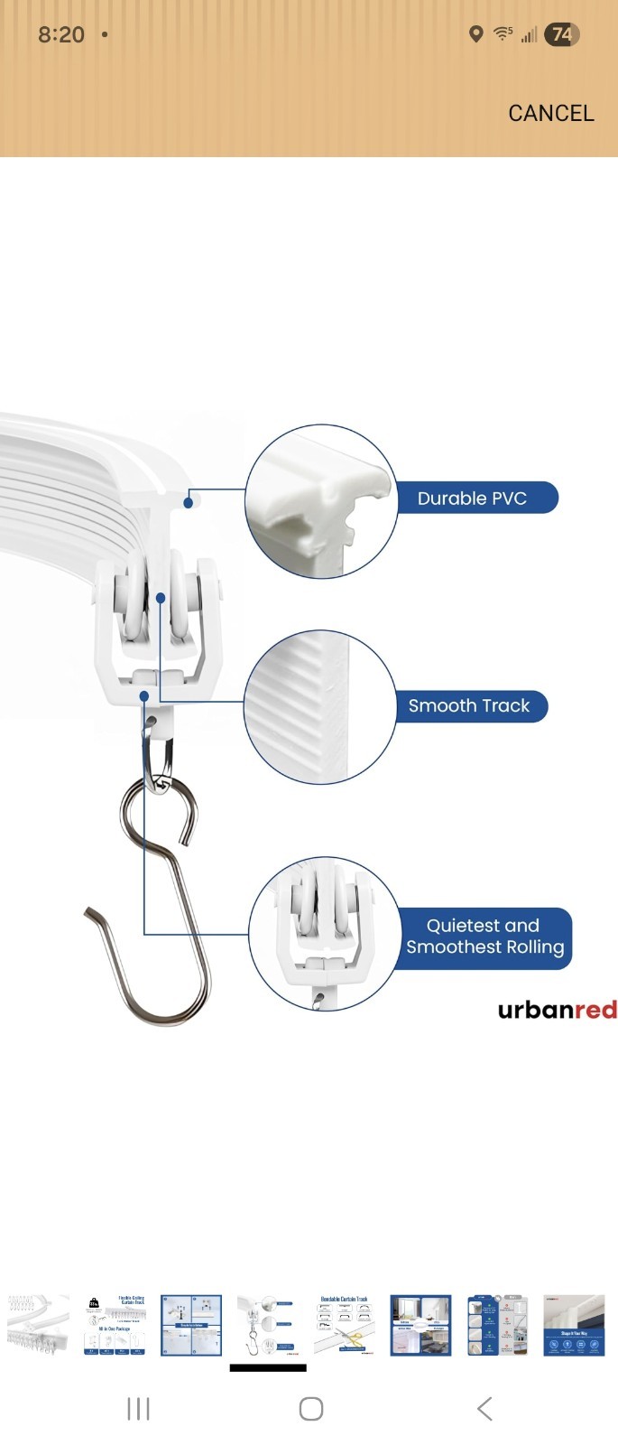 UrbanRed Flexible Bendable Ceiling Curtain Track, 16.4FT (5m), Ceiling Mount