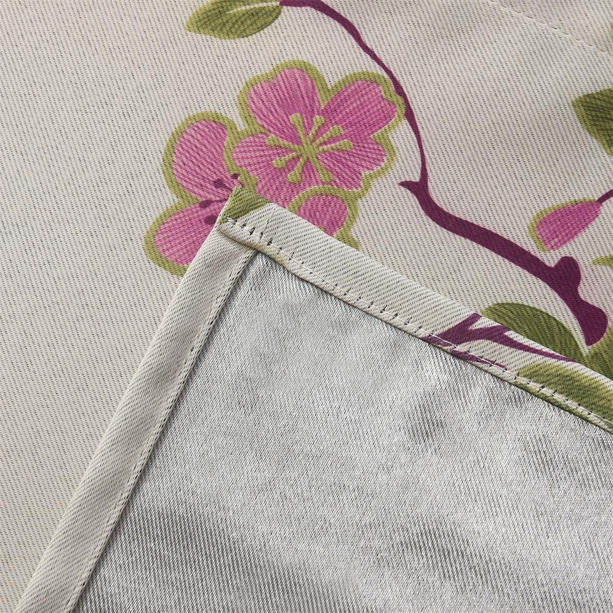 2 Panels Floral Bird Room Darkening Kitchen Curtains, Rod Pocket Cafe Curtains