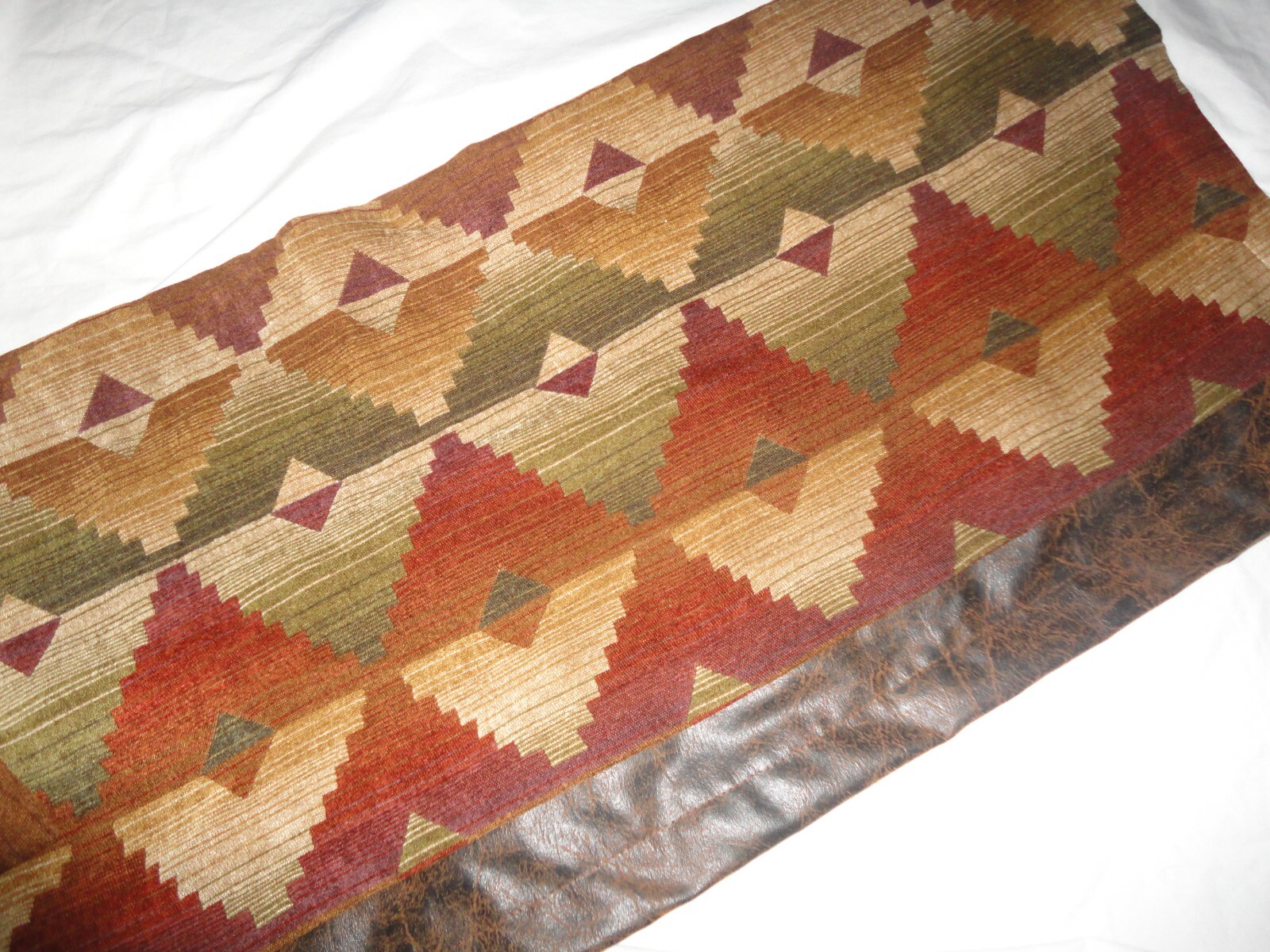 CROSCILL SANTA FE SOUTHWESTERN CHENILLE RUST OLIVE LEATHER (1) VALANCE 18 X 84