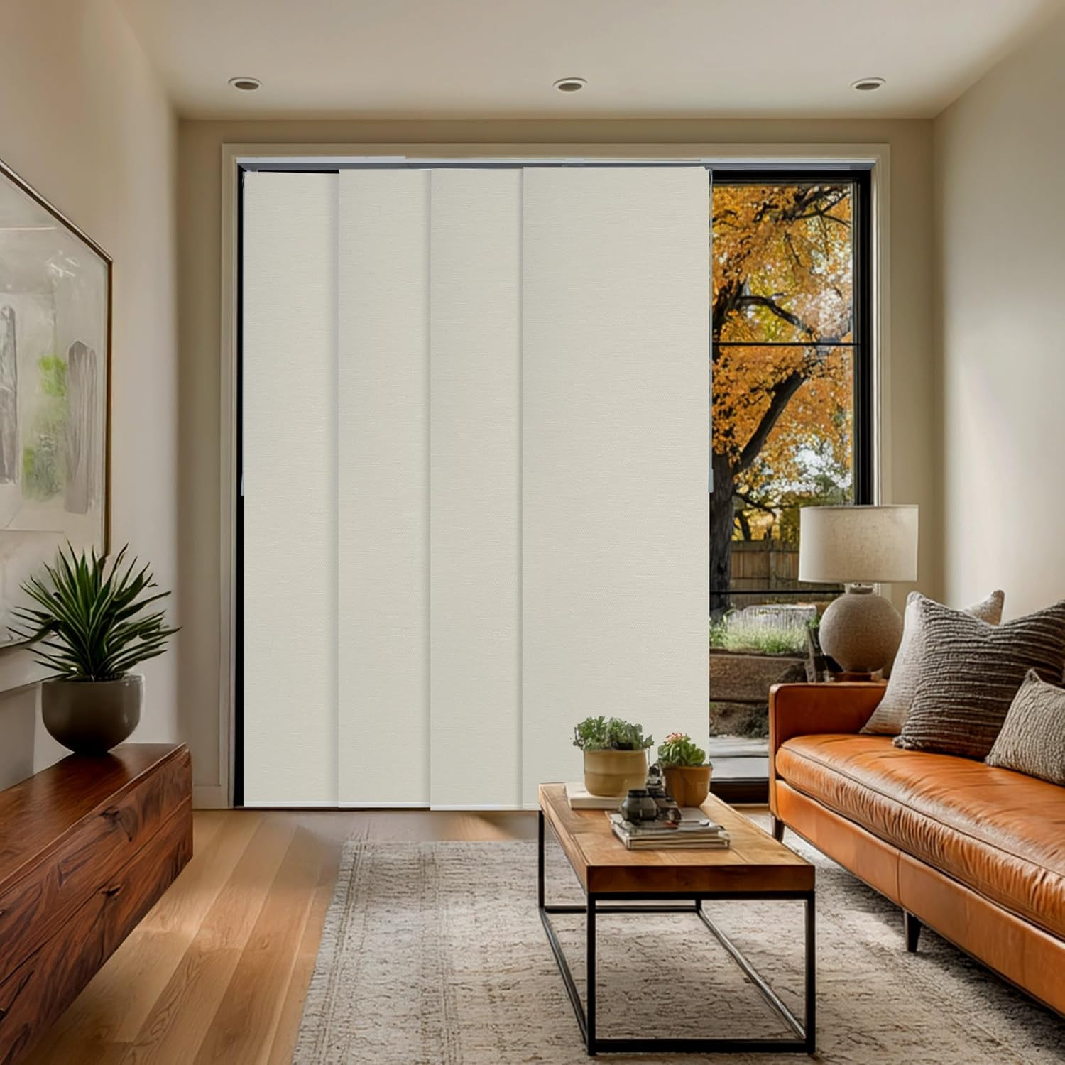 Ivory Blackout Blinds for Sliding Doors & Room Dividers, W:46-86 H:Up to 96