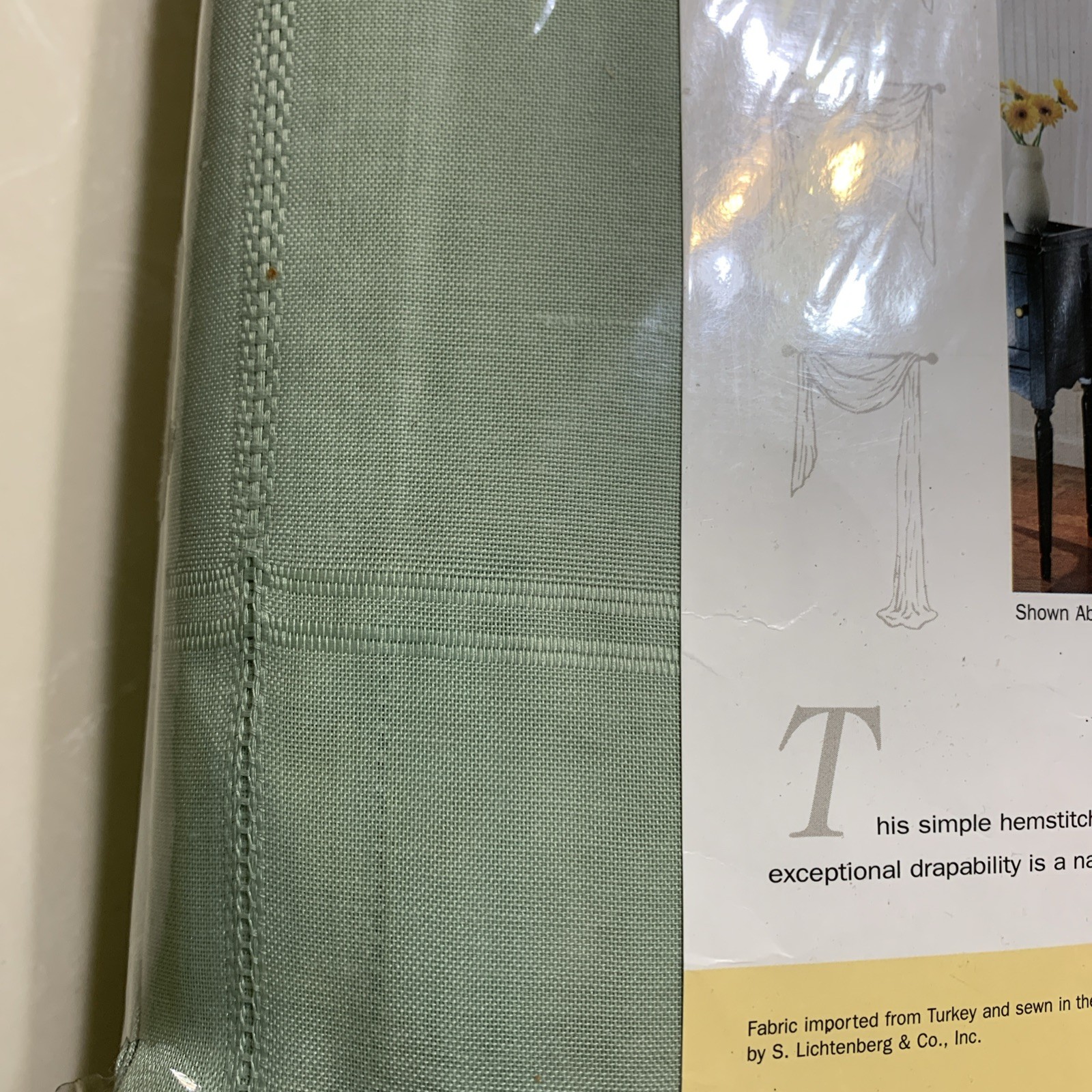 Sage Green Sheer Scarf Valances 56”Wx 216” Extra Long, Window Scarf Curtain New