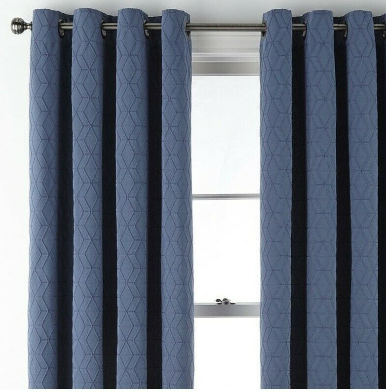 JCP 50 X 108 Beckett Blackout Grommet Curtain Panel Drape Worn Indigo Blue