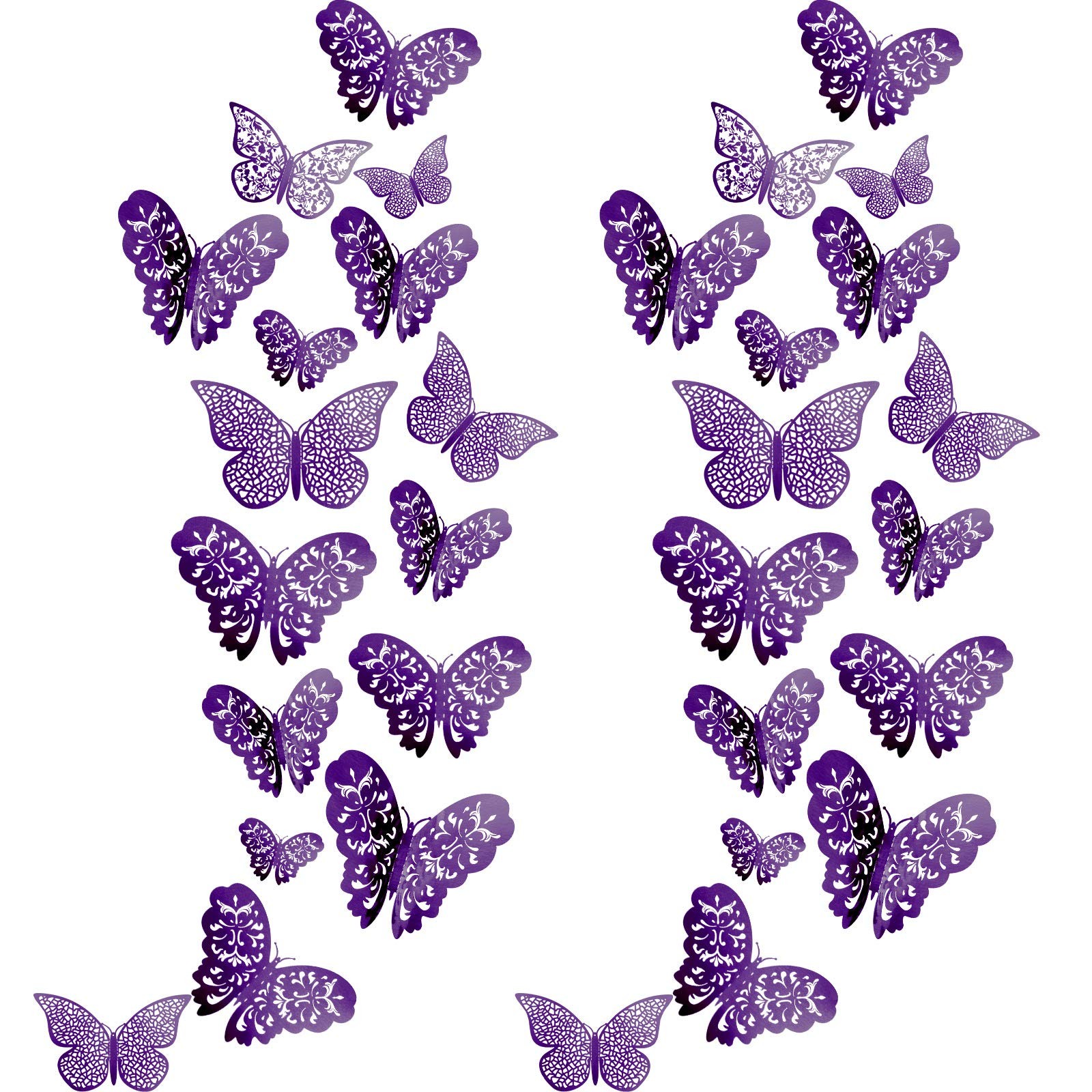 72 Pieces 3D Butterfly Wall Decals Sticker Decal Decor Art Purple