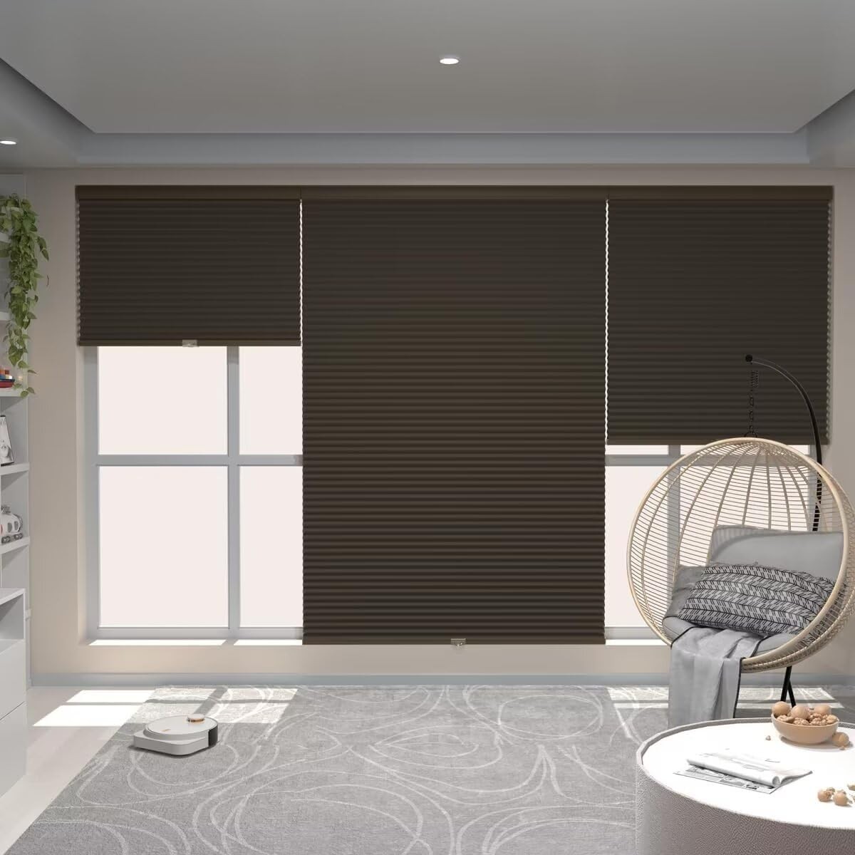 Cordless Blackout Window Blinds & Shades Pull Down Room Darkening Window Shad…