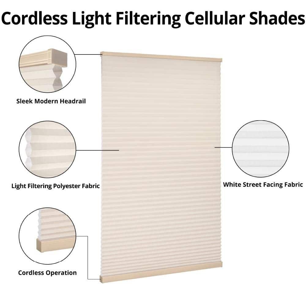 Home Decorators 60 in. W Cordless Filtering Cellular Shades – 48 in. L