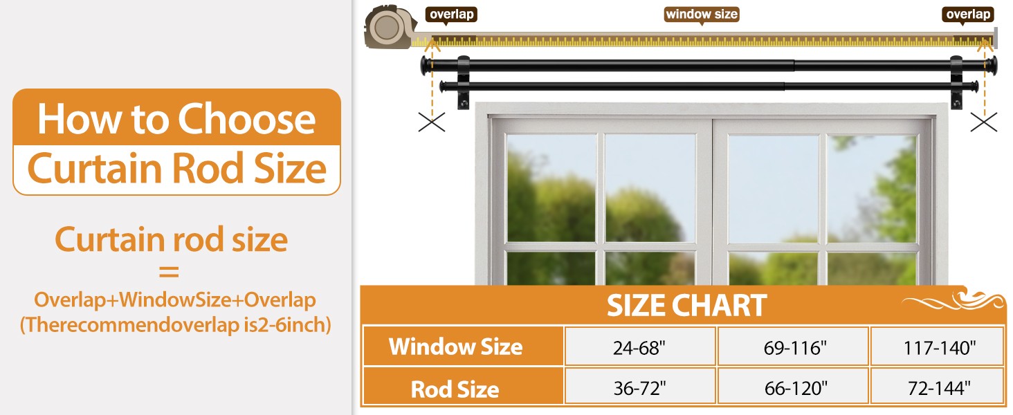 1 Inch Double Curtain Rods 66 to 120 Inches (5.5 to 10ft), Heavy Duty Decorative