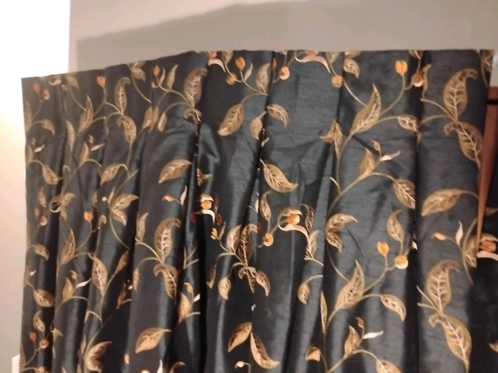 CUSTOM HEAVY Brocade LUXURY Lined Drape Panels Blue/ Gold Jacquard 32/87
