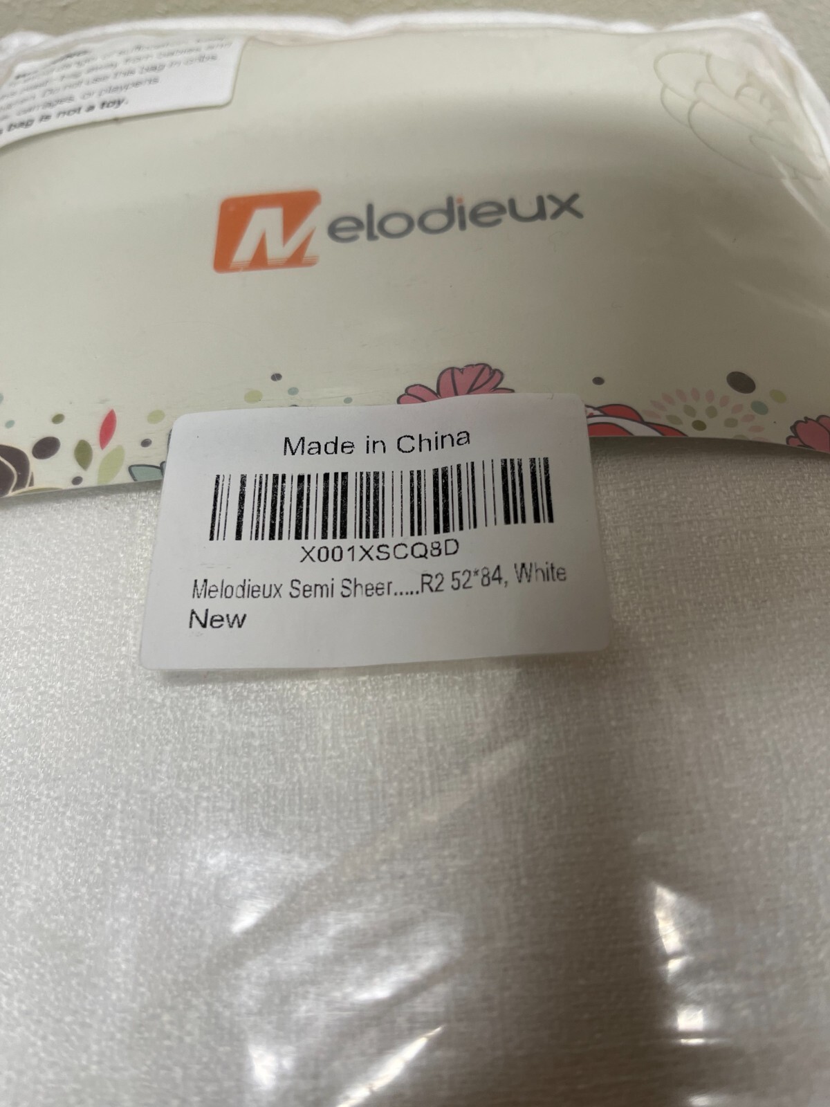 Melodieux White Linen Textured Semi Sheer Curtains 84″ Long for Living Room. NEW