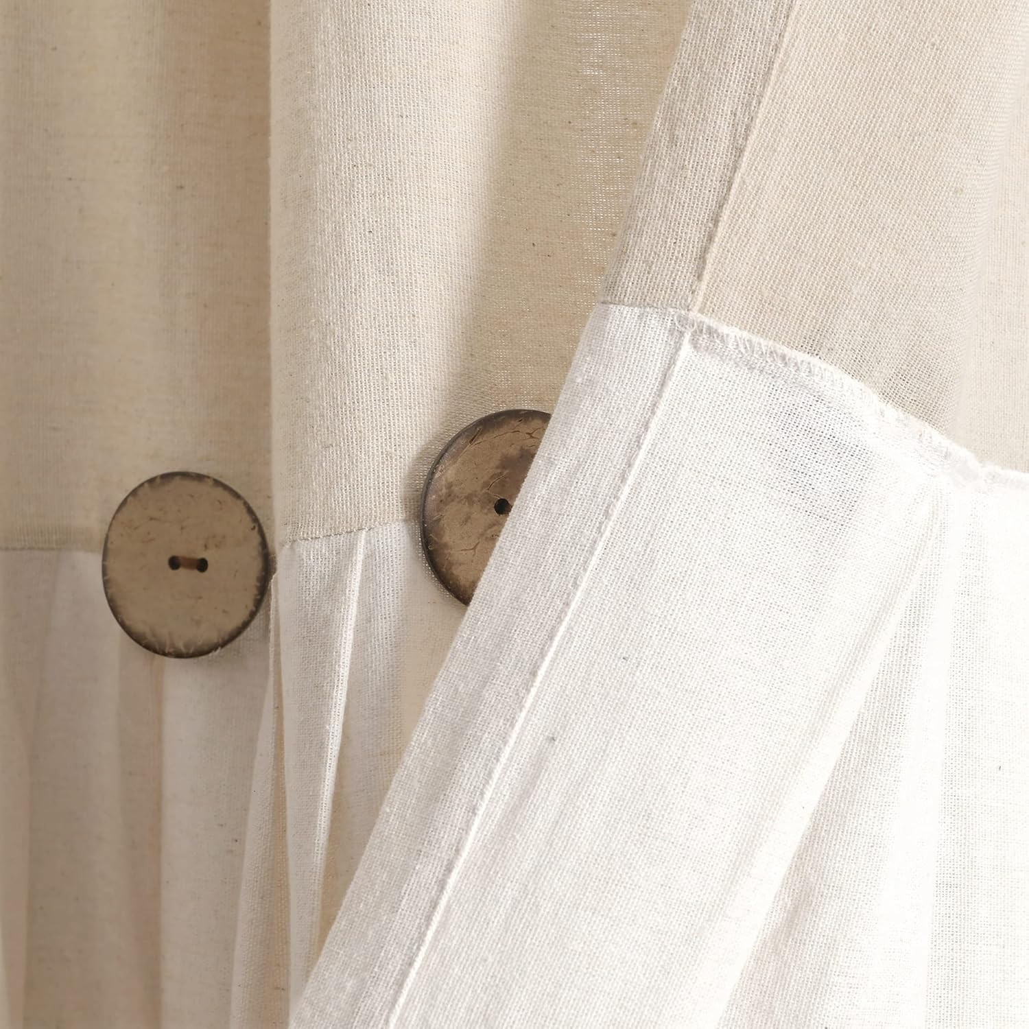 Linen Button Window Curtain Panel, 100″ W X 84″ L – Farmhouse Style