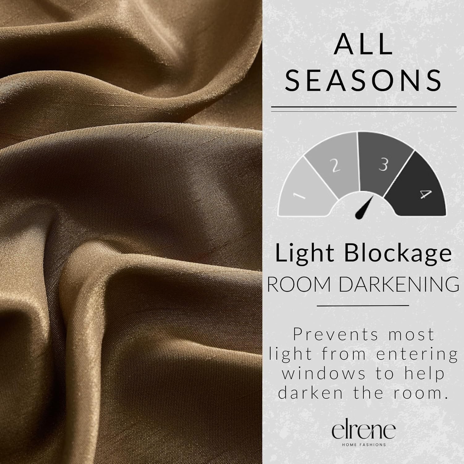 Timeless Blackout Drapes in Antique Gold – 52″W x 95″L Room Darkening Feature