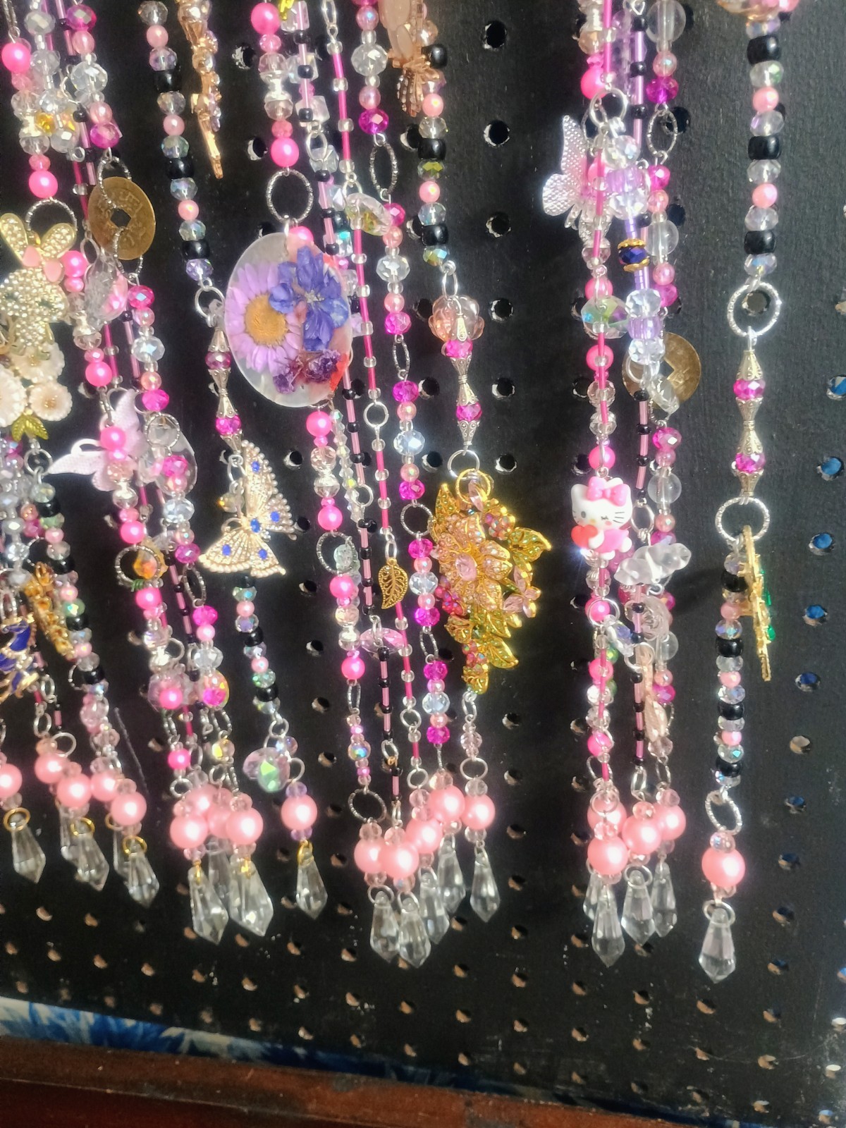 Bicycle Bunny Crystal Curtains With Charms, Set Of 7