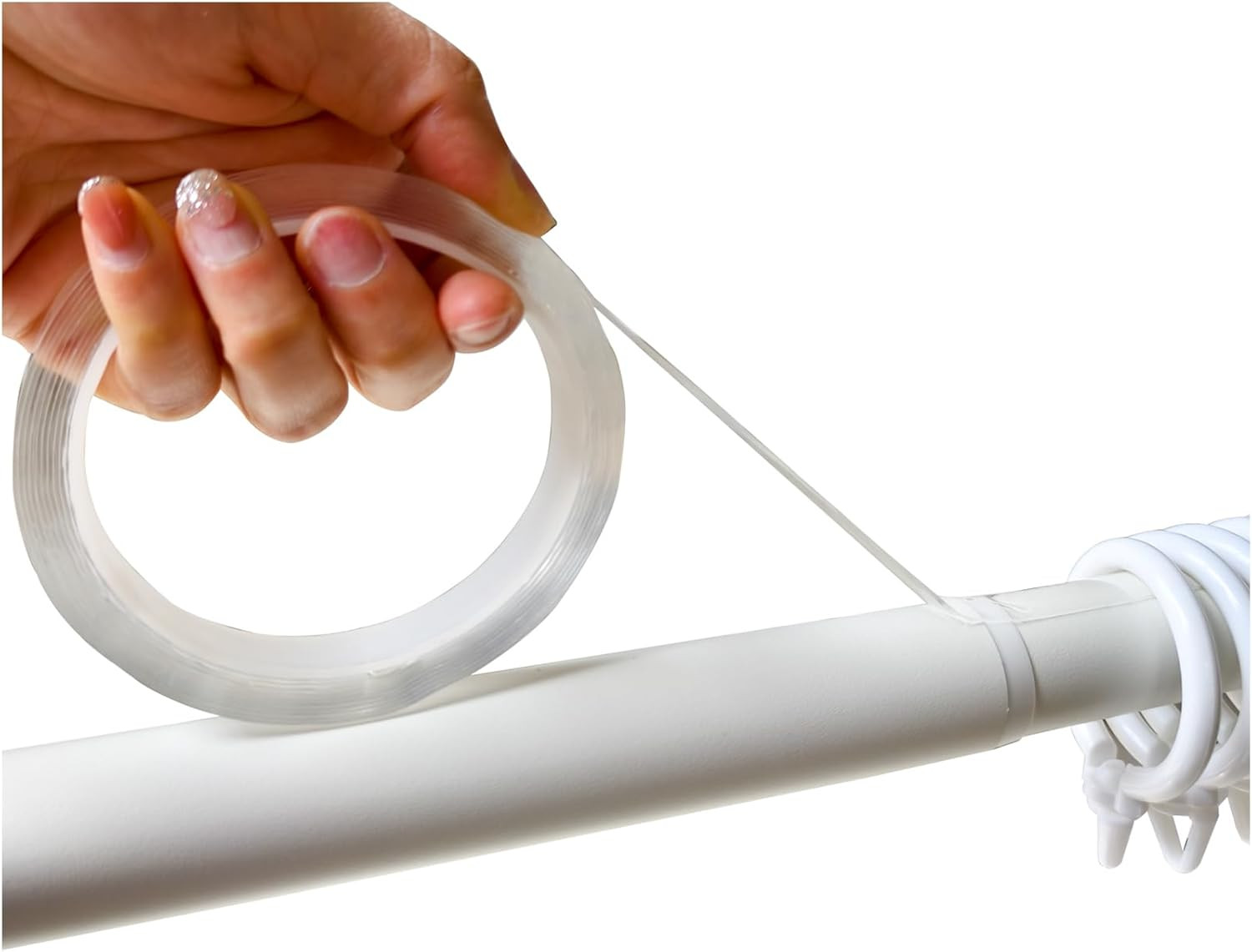 Curtain Rod Slide Smooth Tape – 1IN*16FT Drapery Ring Tape，Clear Shower Ring Tap