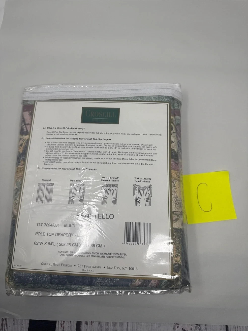 CROSCILL POLE TOP LINED DRAPERY PAIR PANELS WITH TIEBACKS 82″W X 84″L CURTAINS