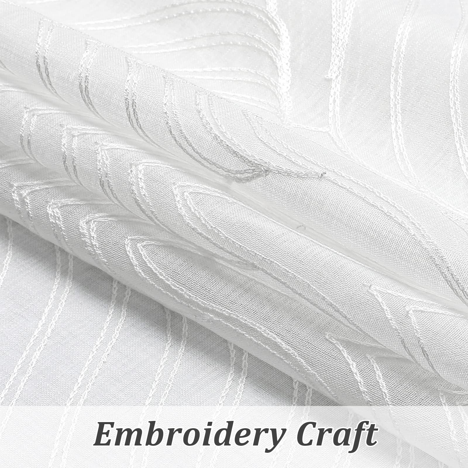 White Sheer Curtains Moroccan Embroidered 54Wx84L Inches