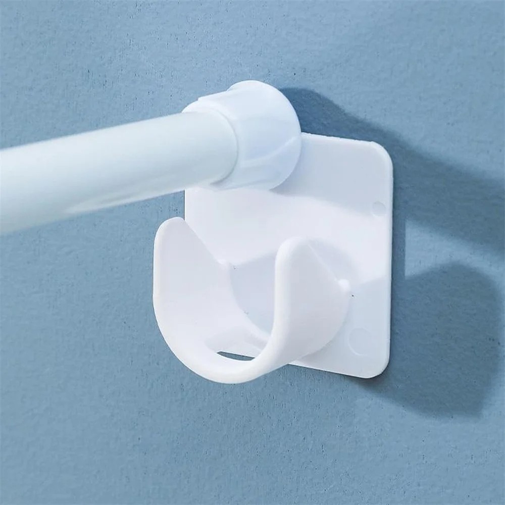 Adjustable Self Adhesive Curtain Rod Hooks for Shower Curtain Rail Holder White