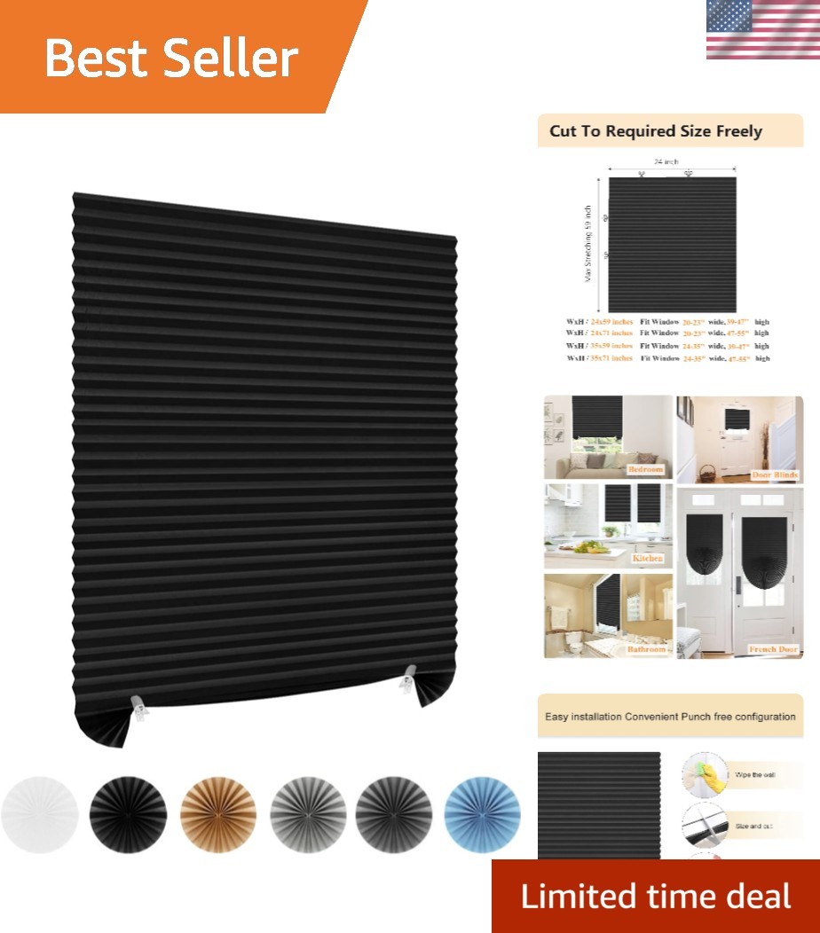 Self-Adhesive Pleated Paper Blinds – Adjustable Blackout Curtains for Home