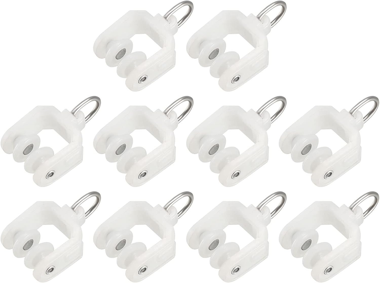 METALLIXITY Curtain Track Rollers (9Mm/0.35″) 50Pcs, Plastic Twin Wheeled Carrie
