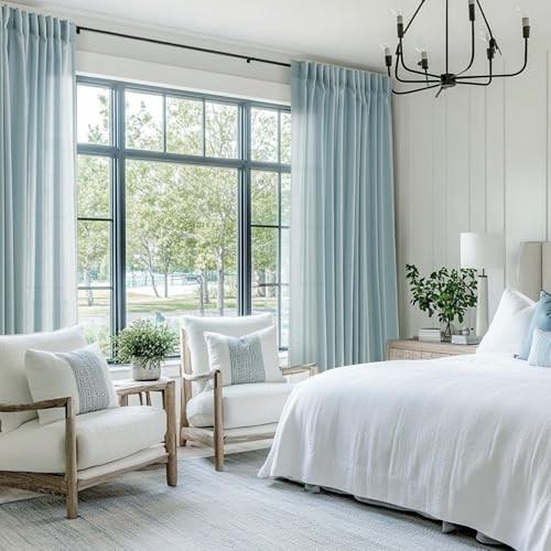 Curtains 84 inch Length for Bedroom Back Tab 52″W x 84″L (Pack of 2) Sky Blue