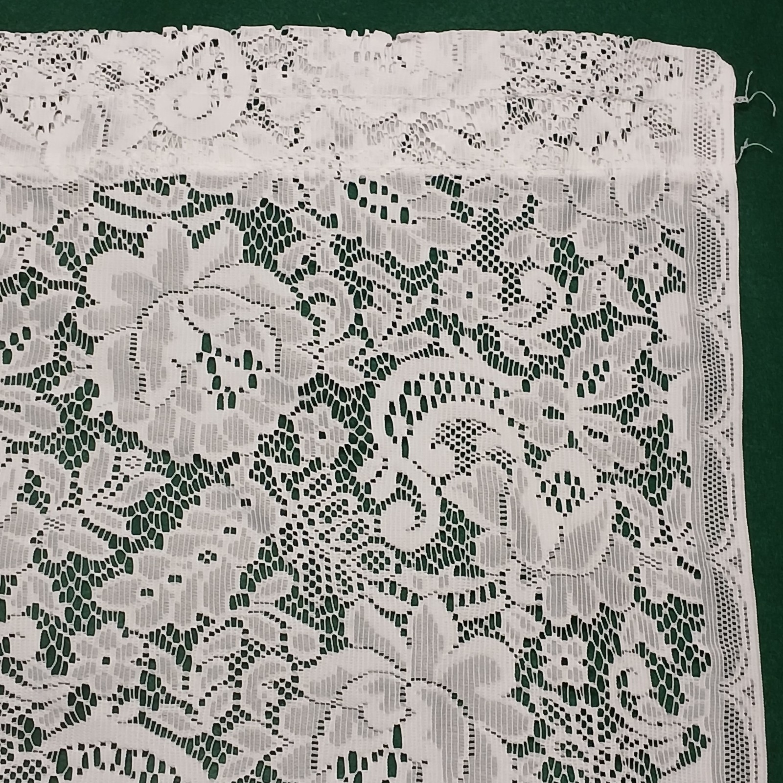Top and Bottom Rod Pocket Lace Curtain Panels 70″ White Floral Vintage JC Penney