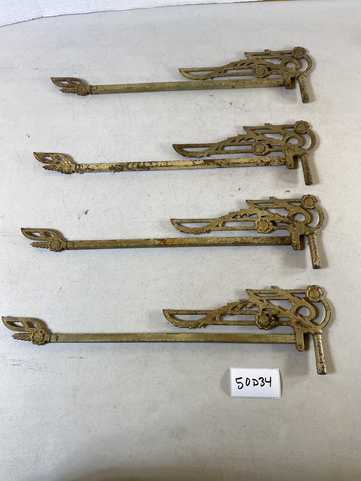 4 Victorian Swing Arm Art Deco Curtain Rod Drapery Lot 50D34