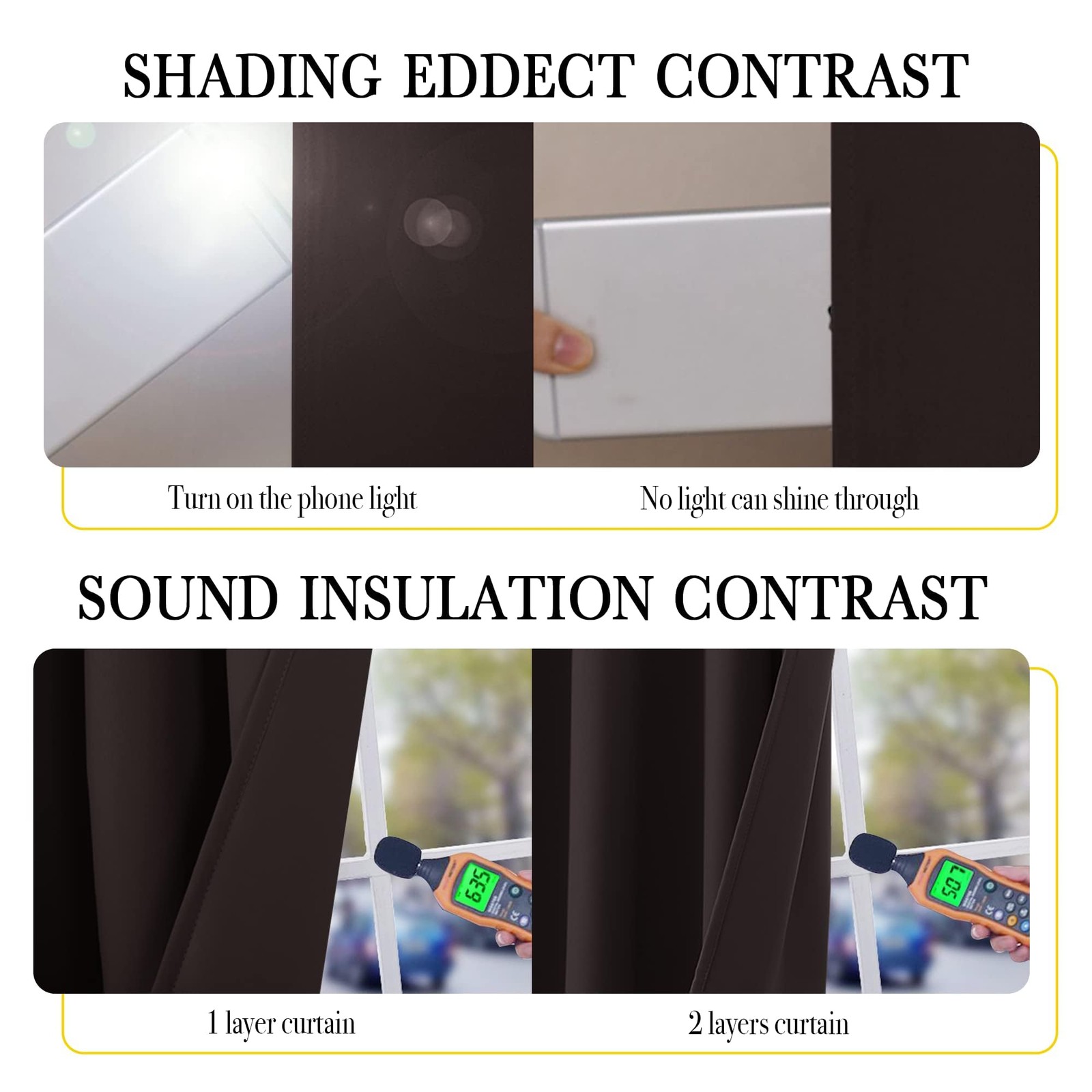 NICETOWN Blackout Thermal Curtains Brown 52×63 Inch 2 Panels