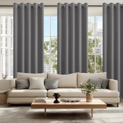 Blackout Curtains for Bedroom, 60 x 84 60″W x 84″L (Pack of 2) Light Grey