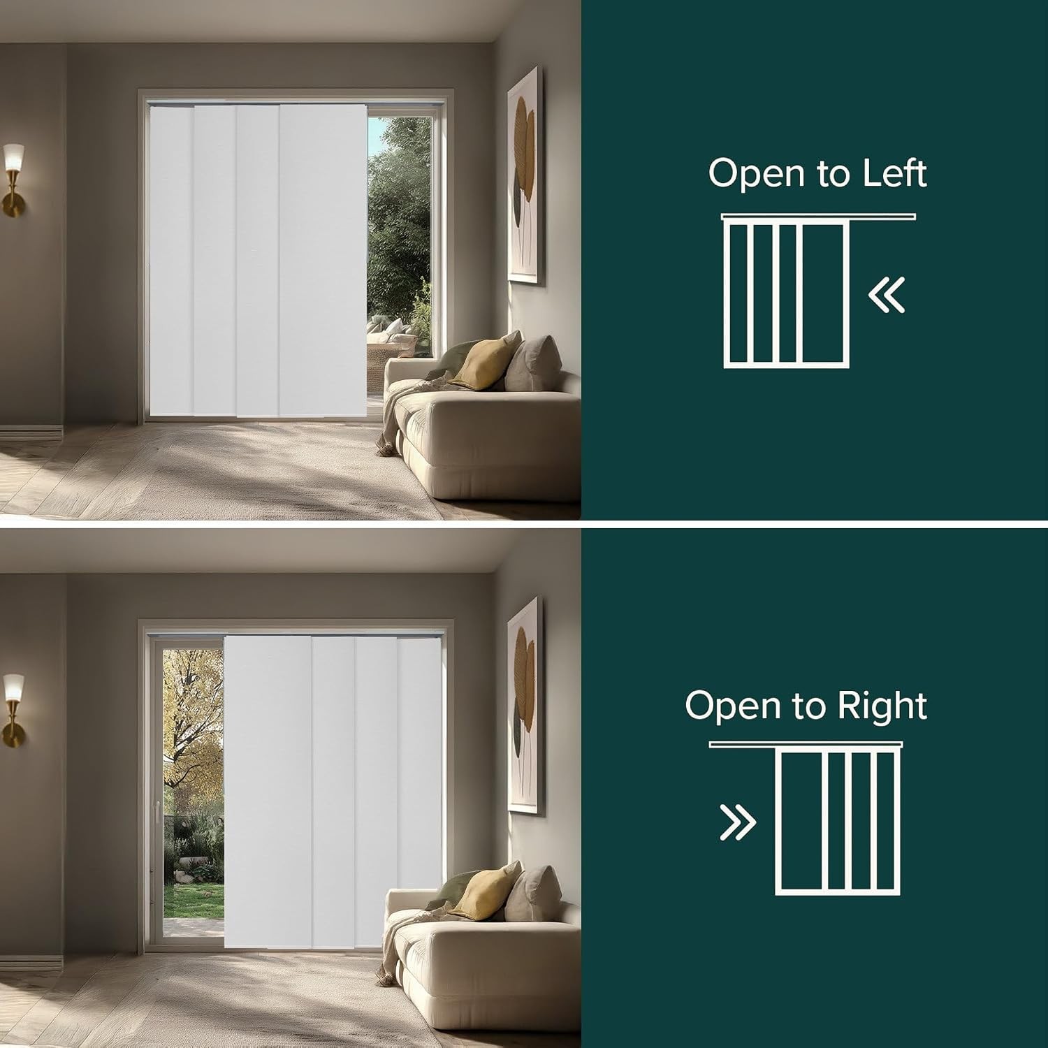 Panel Track Blinds Sliding Glass Door Adjustable Track Patio Entry Large Windows