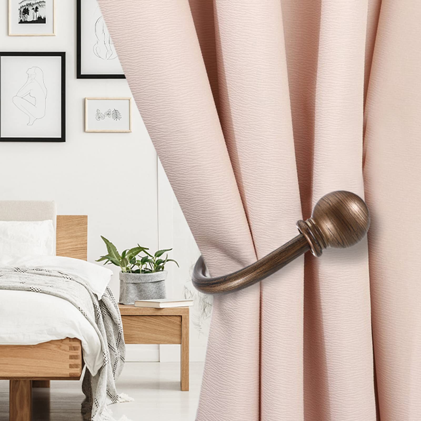 Decorative Curtain Holdbacks Wall Mounted Aluminum Tiebacks for Drapes, Red