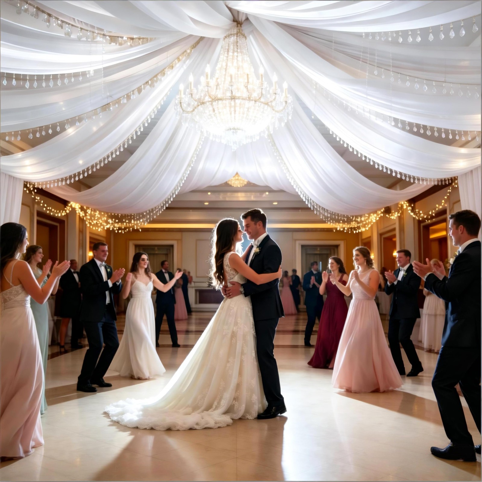 White Chiffon Ceiling Drapes – 2 Panels, 5ft x 20ft Sheer Fabric for Wedding Dec