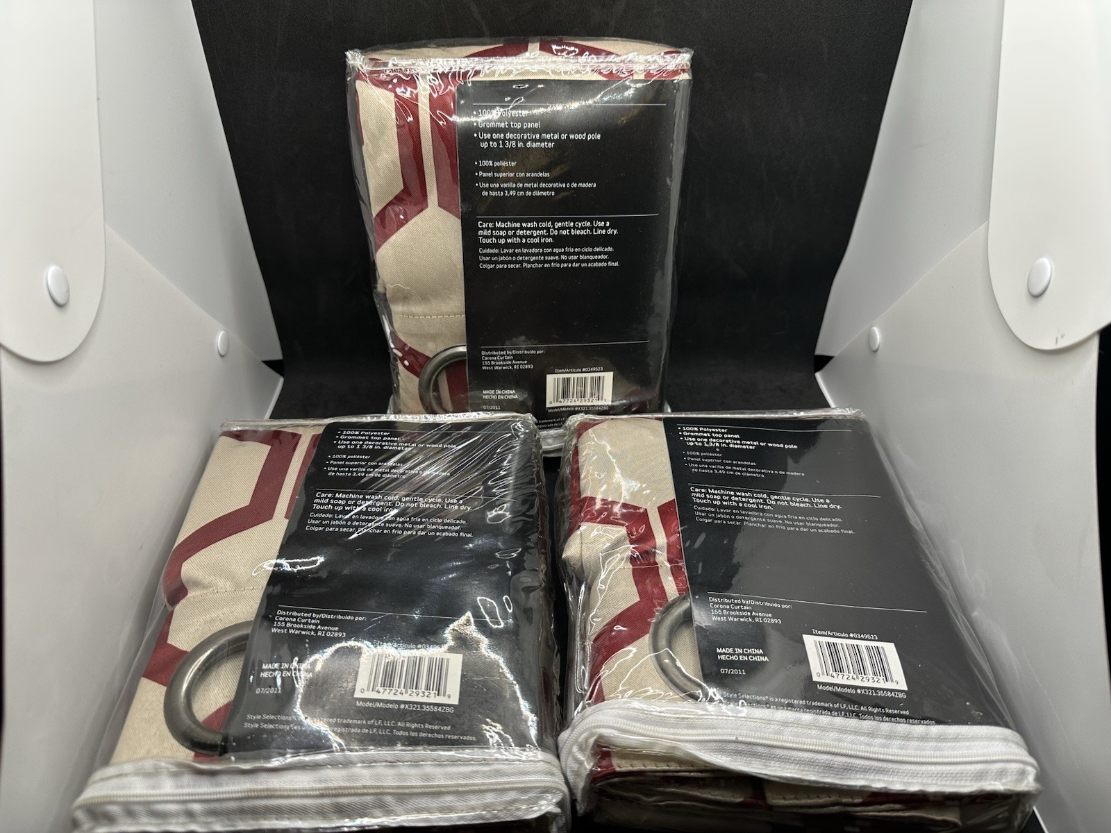 3 Style selections Energy Saving Blackout Curtains 50″w x 84″L Quinn Red-Ivory