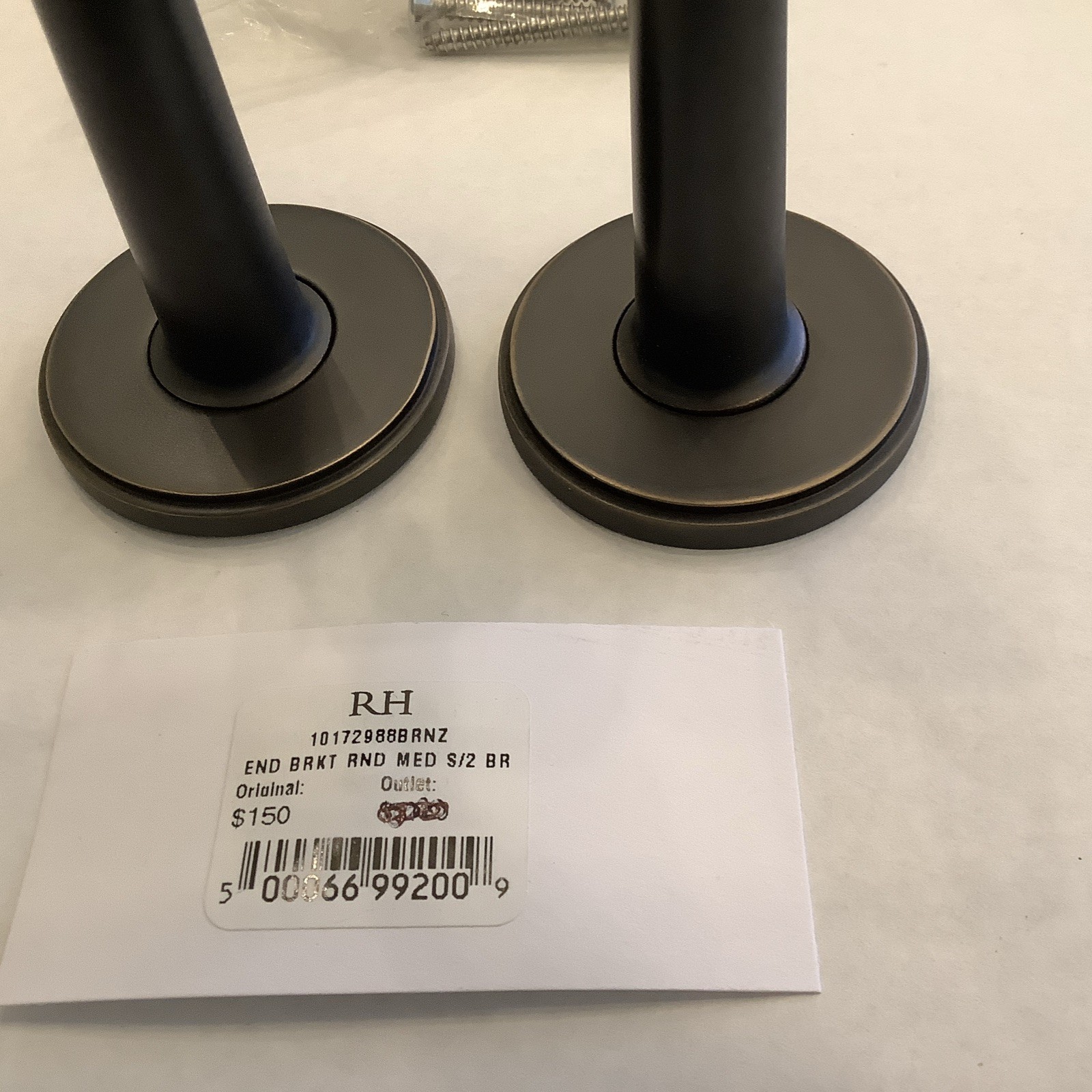 Restoration Hardware Easton End Brackets Round Bronze Medium x2