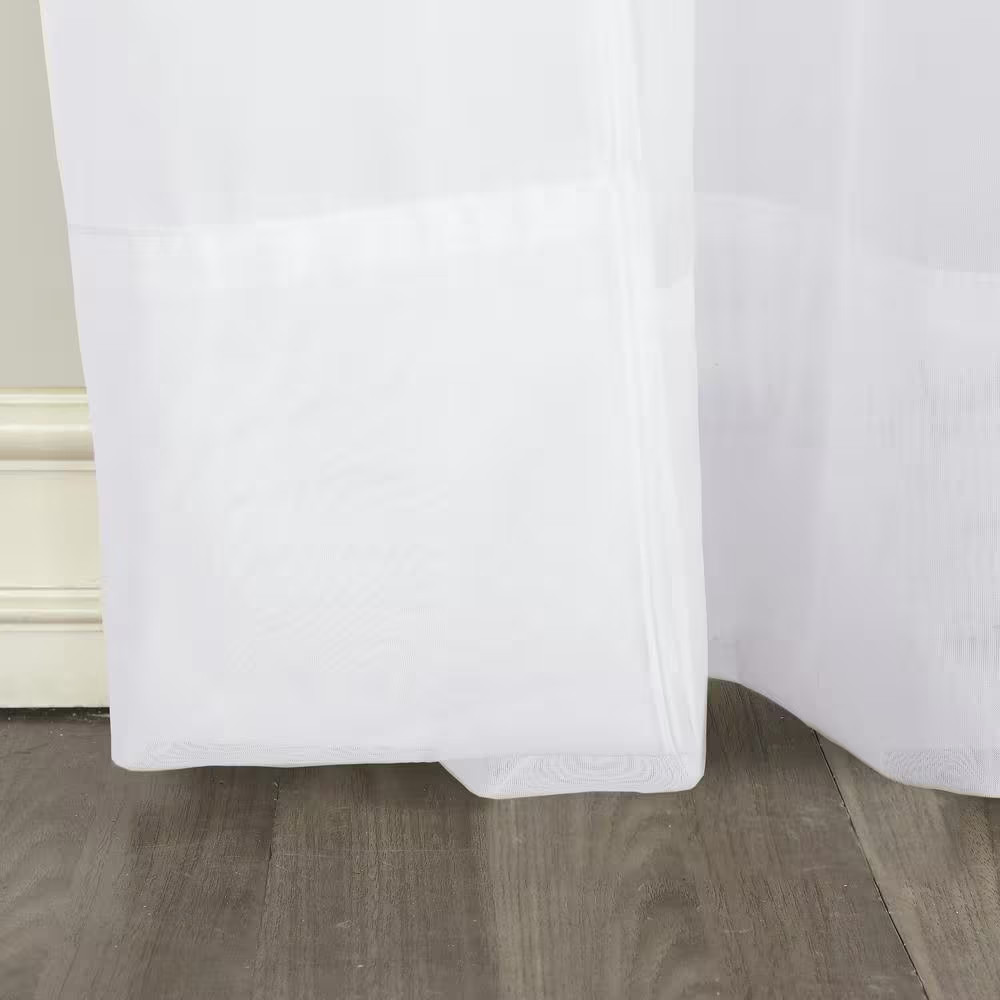 Sumner Voile White Polyester 59 In. W X 84 In. L Rod Pocket Sheer Curtain (Singl