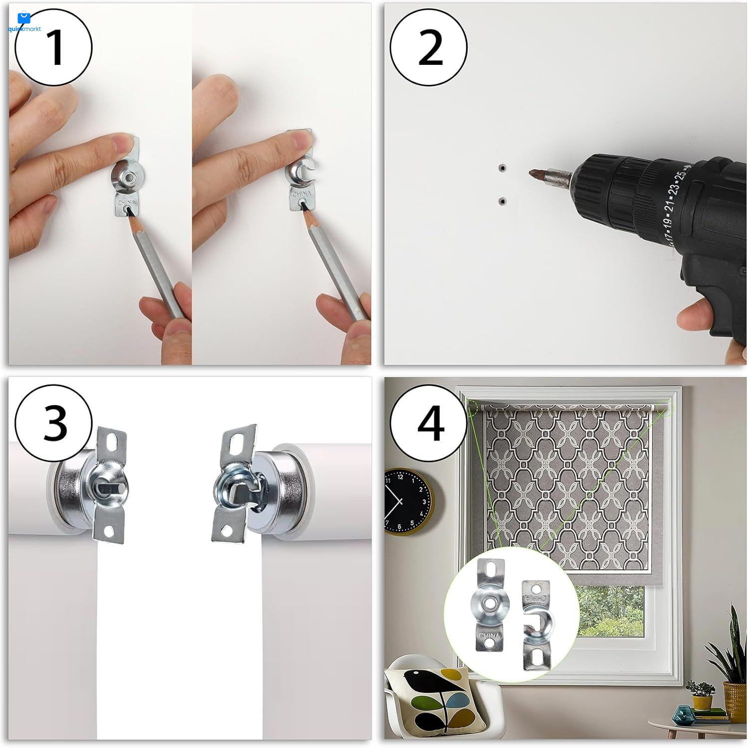 Sumnacon Metal Window Shade Brackets-4PCS Roller Hardware Inside Mount…