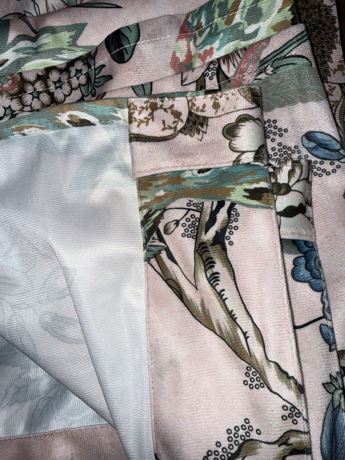 Callisto Home PEACOCK FLORAL Window Pink Curtains 2 Panel Set 38×96″ LIGHT BLUSH